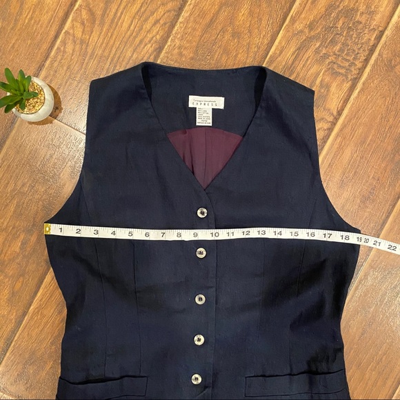 Vintage Express navy blue sleeveless linen dress - Picture 9 of 16